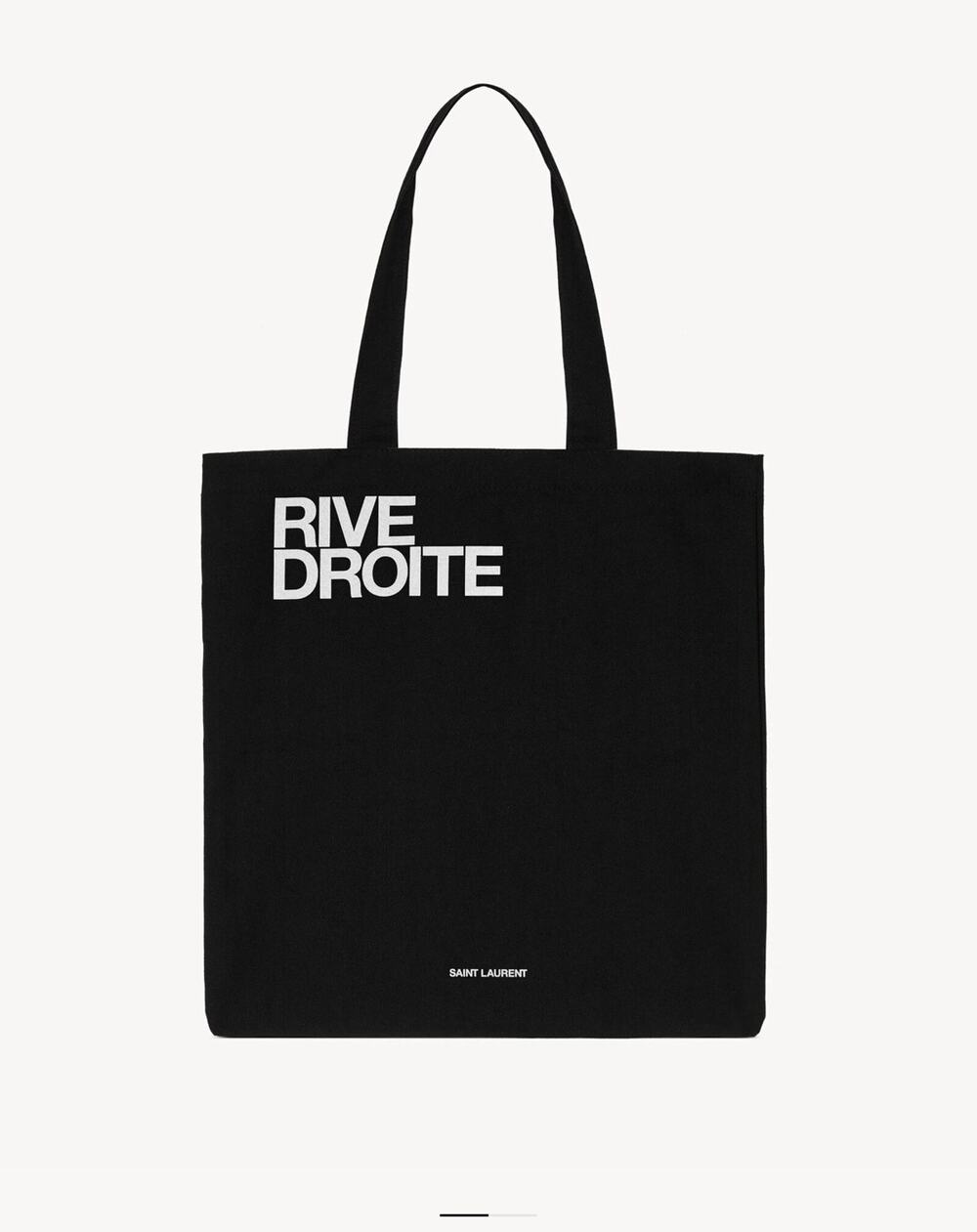 YSL Saint Laurent Rive Droite Tote Bag Black Cotton